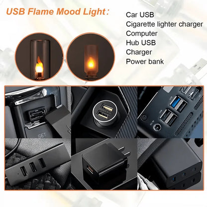 USB Flame Flickering Night Frosted Clear Glass Dynamic Candle
