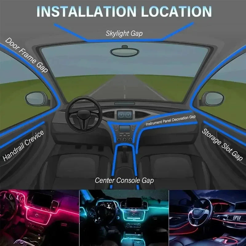 RGB Interior Ambient Neon Atmosphere Fiber Optic Strip Symphony
