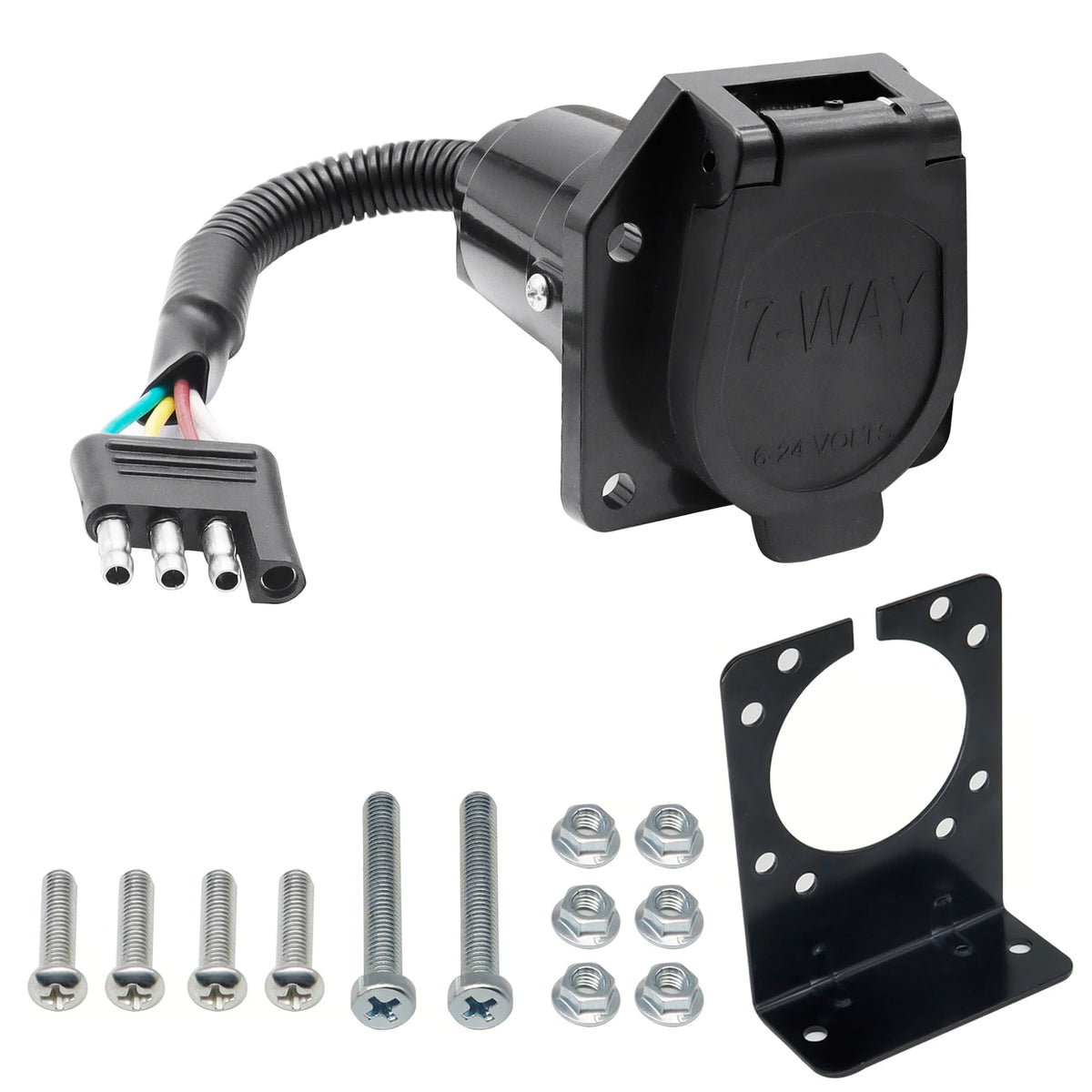Pin Flat Way Round Blade Trailer Plug Adapter Rv