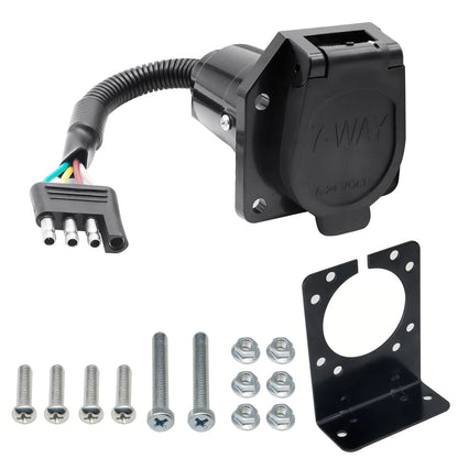 Pin Flat Way Round Blade Trailer Plug Adapter Rv