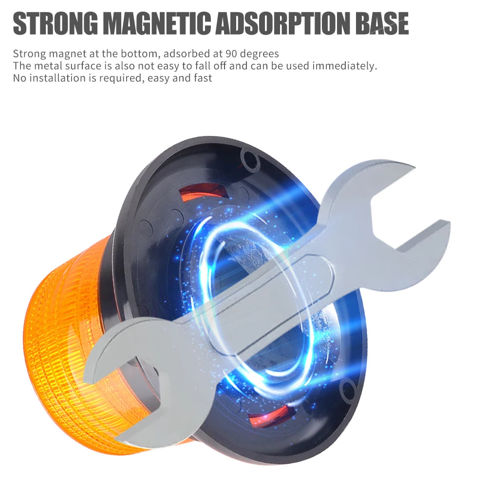 For Vehicle Warning Flash Beacon Amber Safety Strobe Magnetic