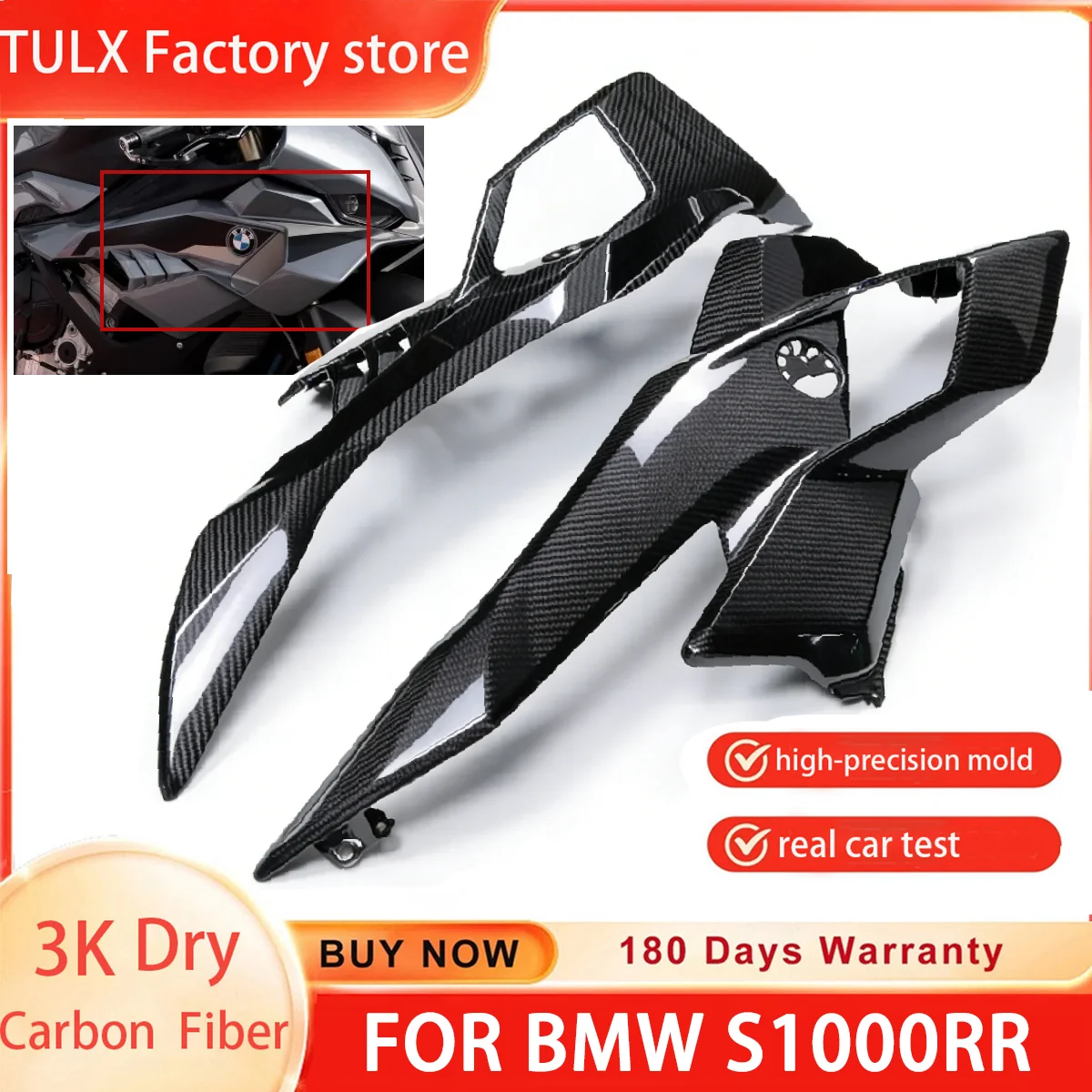 For BMW S1000RR S1000 Rr 2025 3K Dry Carbon Fiber Side Panels