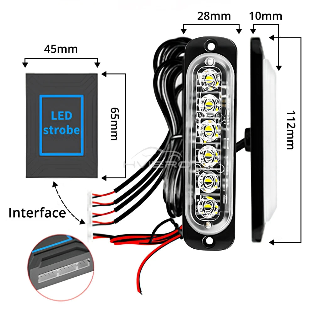 24LED Wireless Strobe Emergency Signal Flash Warn 12-24v Trailer