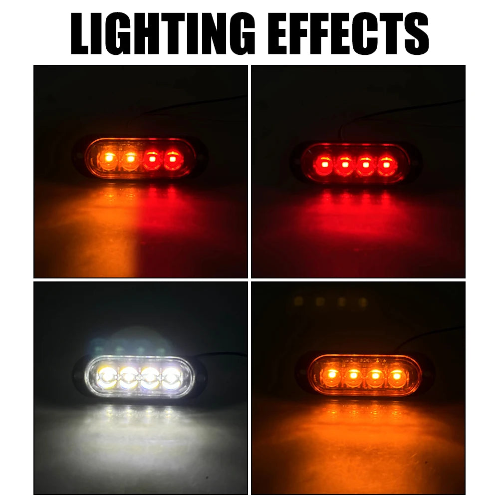 4LED Side Truck Trailer Beacon Warning Dc 12V 24V