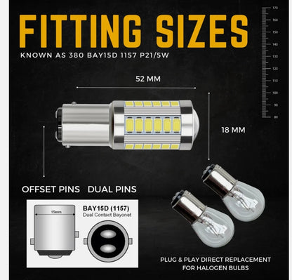 2X 380 1157 Brake Bulbs Upgrade Xenon bay15d P21