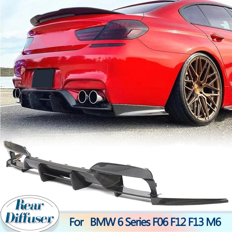 For BMW 6 Series F06 F12 Carbon Fiber Rear Bumper Diffuser Lip