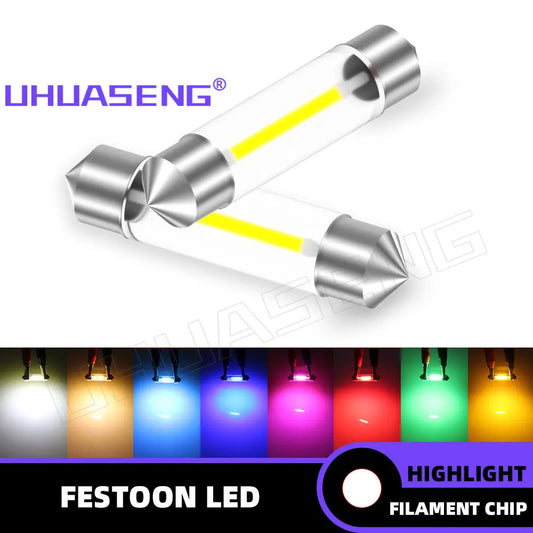 Uhuaseng 2PCS 6V 12V 24V C5W C10W Bulb 31MM