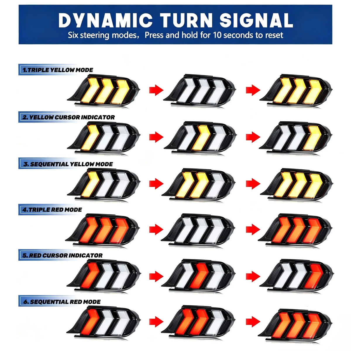 For Ford Mustang Gt 2015-2023 RGB Taillights Sequential Turn