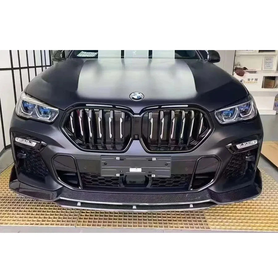For BMW X6 G06 2019-2023 Carbon Fiber Front Lip Bumper Diffuser