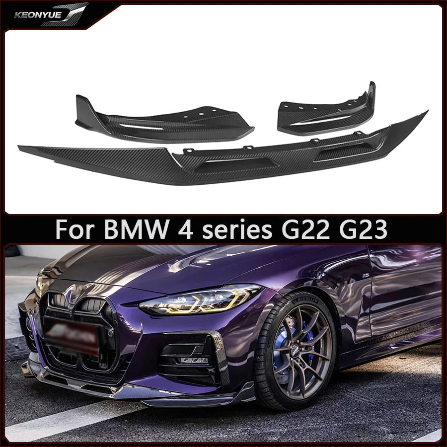 For BMW 4 Series G22 G23 Dry Carbon Fiber Front Lip Bumper