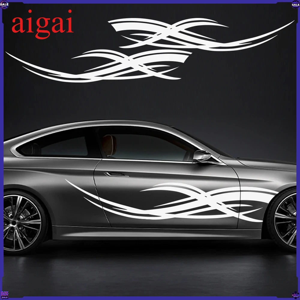 2PCS Body Side Stripes Stickers Waterproof Vinyl Decal SUV