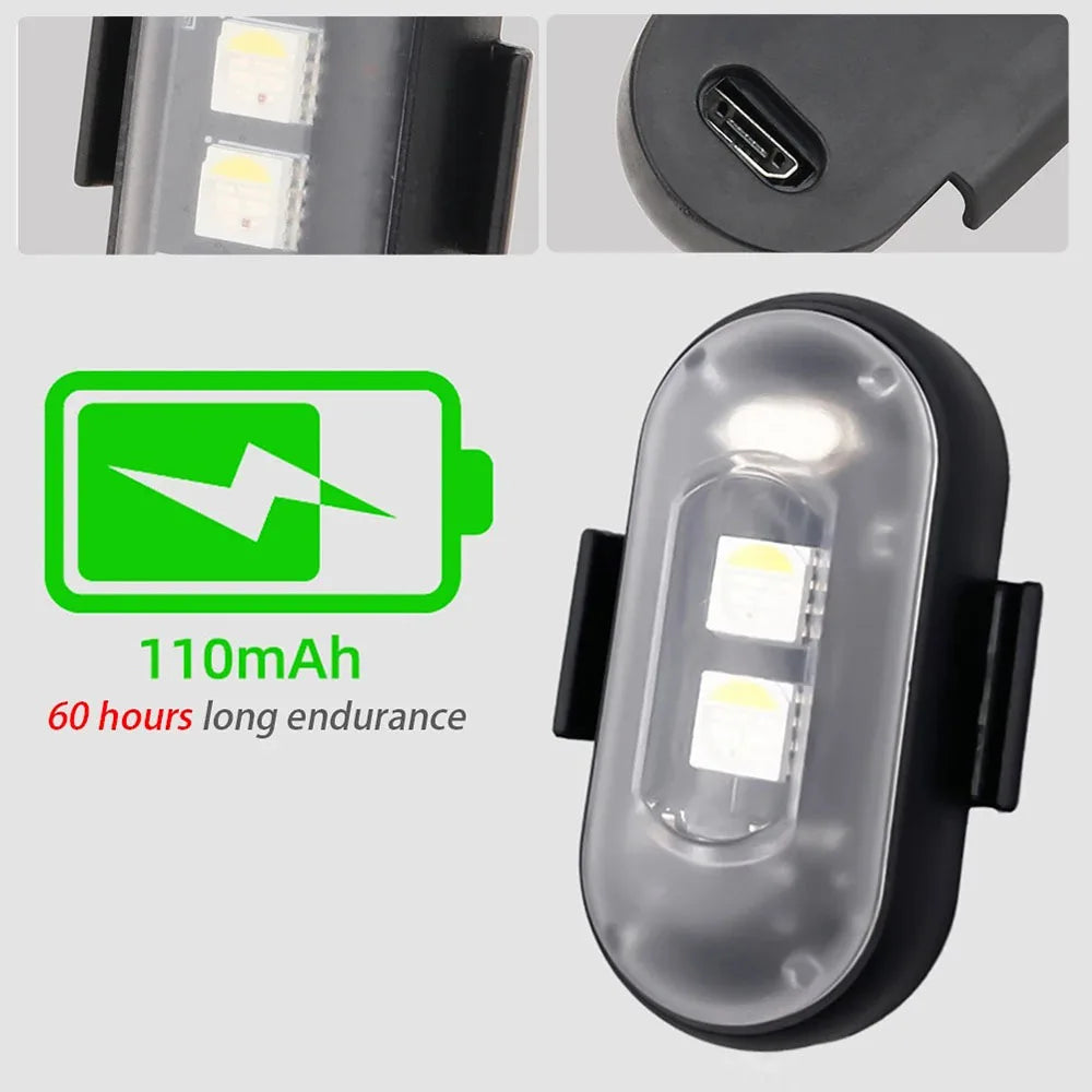 For Motorcycle Wireless RGB Strobe USB Rechargeable Warning