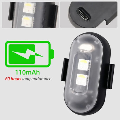 For Motorcycle Wireless RGB Strobe USB Rechargeable Warning
