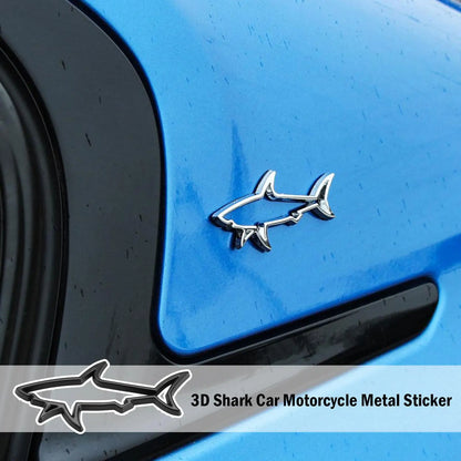 3D Metal Sticker Hollow Shark Emblem Badge Decals Automobiles