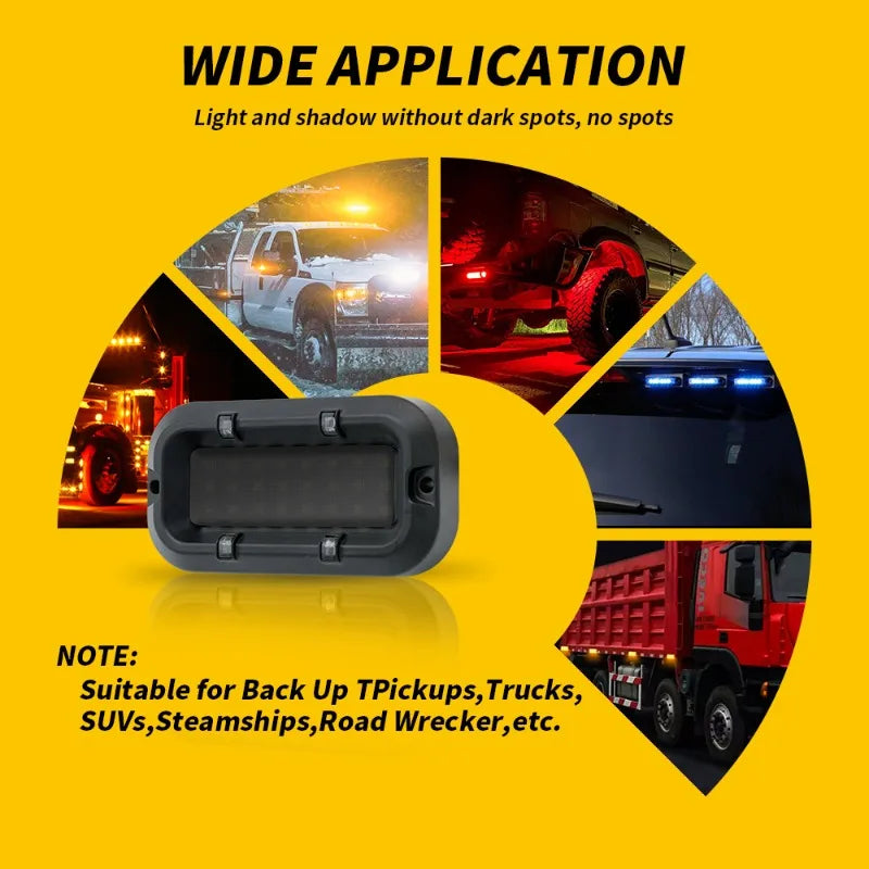 2pcscar Underbody off-road Truck Grille Side Tail Warning Strobe