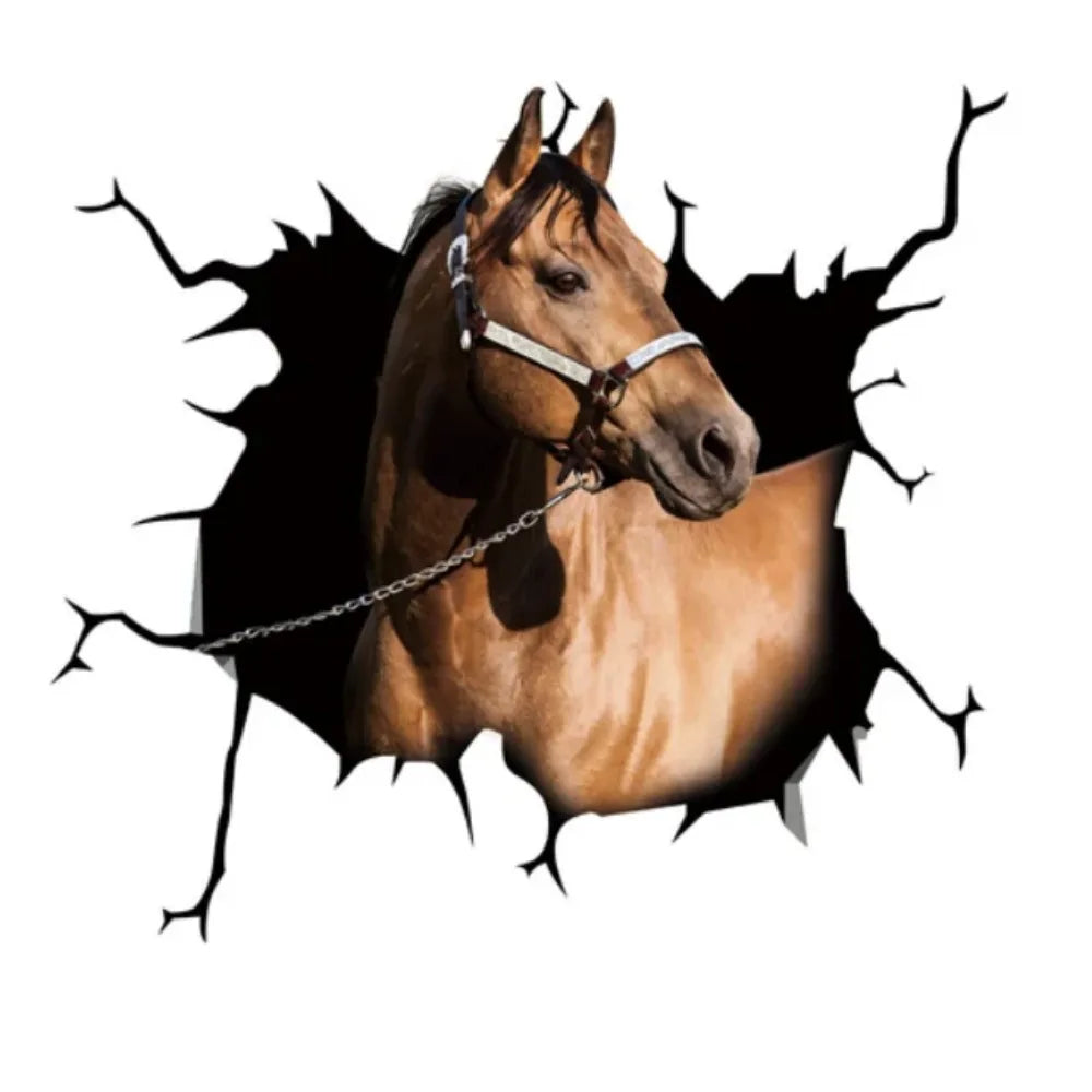 3D Piggy Cattle Horse Crack Animal Stickers Funny Window