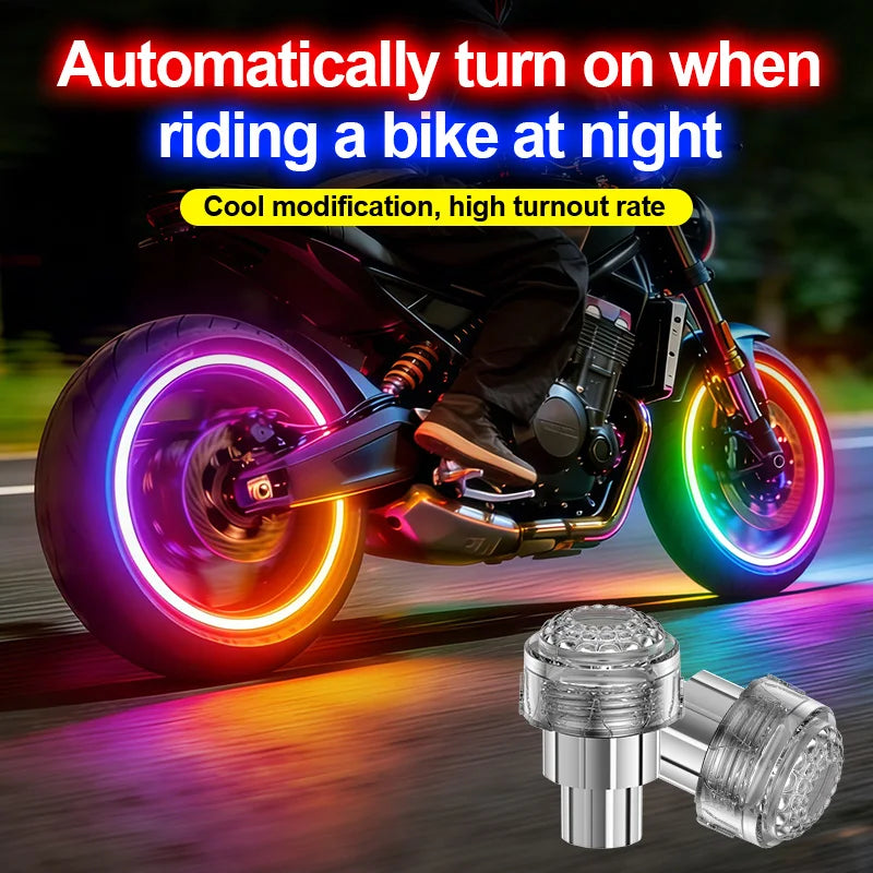 4PCS Motorcycle Bicycle Tire Valve Caps Neon Flash Waterproof