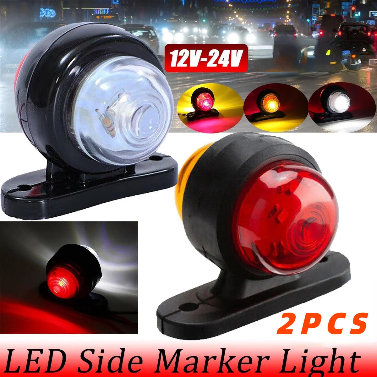 2PCS 12-24v MINI Side Marker Double Lighting Indicator Clearance