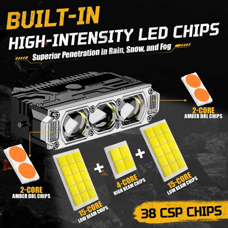 3-color Switchable Grille Drl Sequential Turn Signal Waterproof