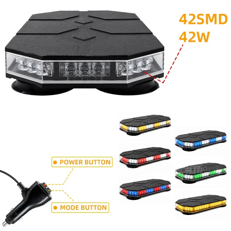 Magnetic Mount Warning 12V 24V Roof Strobe Cigarette Lighter