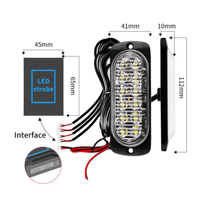 12 Emergency Grille Strobe Yellow Stroboscope Daytime Running