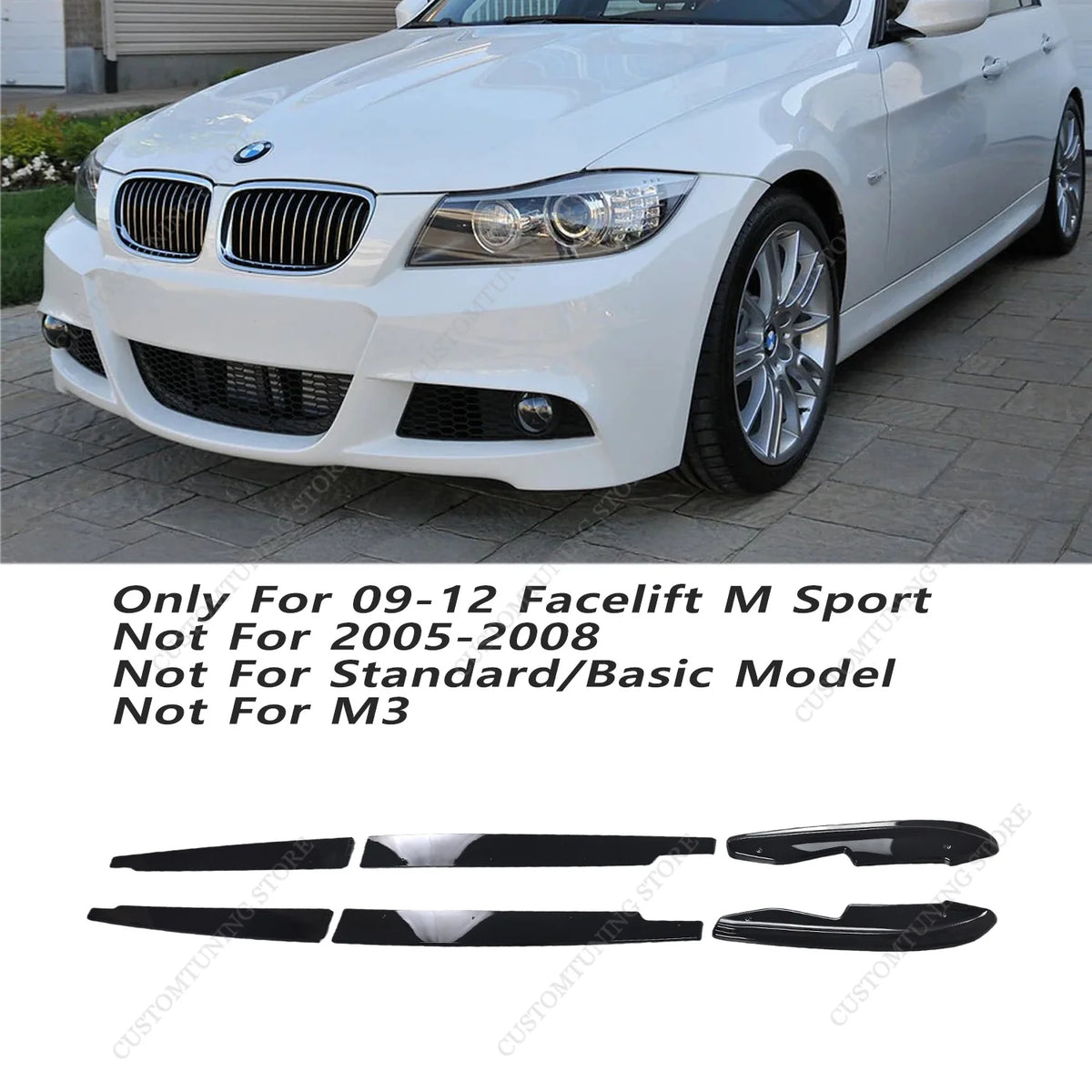 For BMW E90 E91 3 Series Gloss Black Max ABS Side Skirt