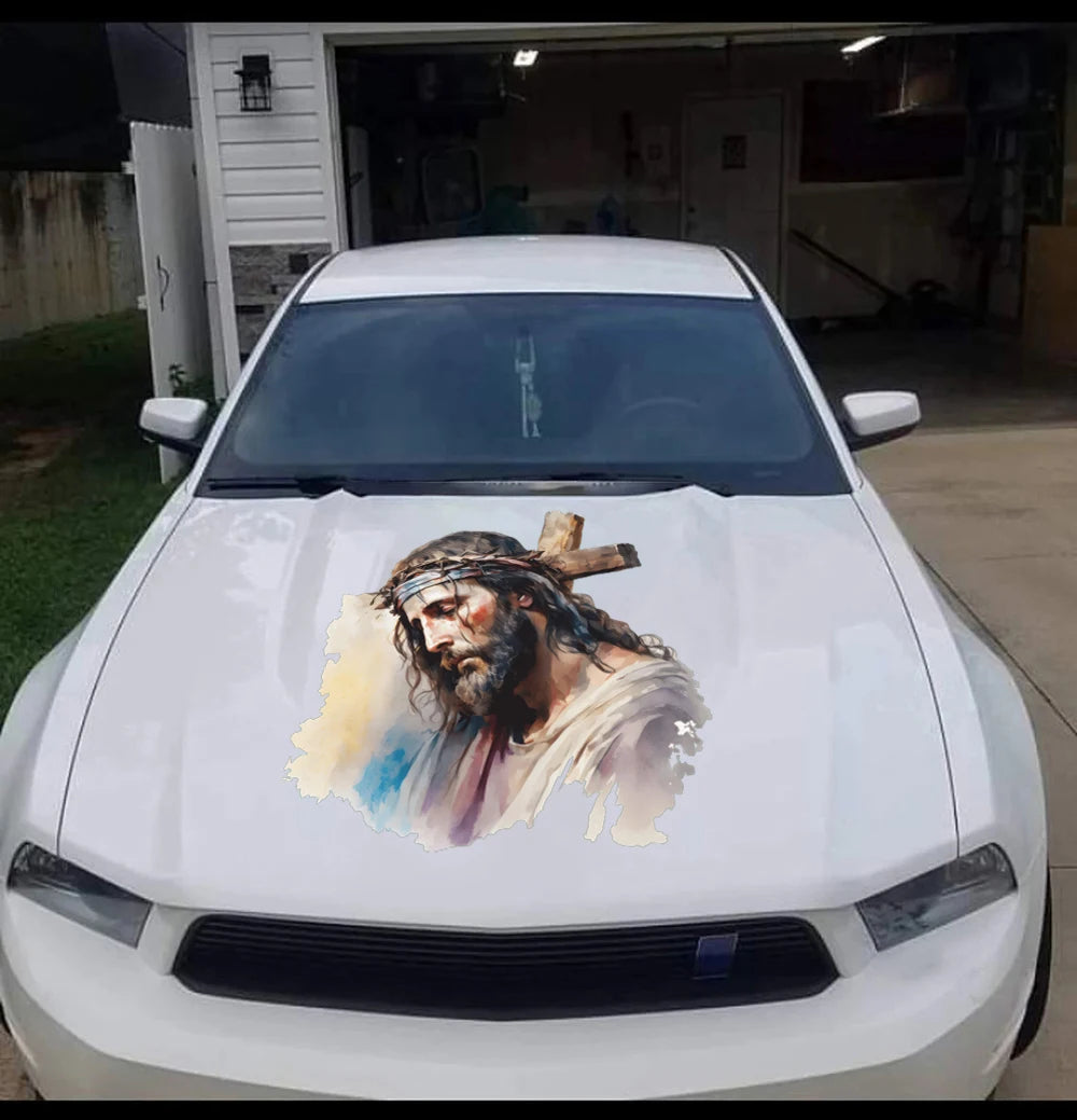 For Bumper Hood Bonnet Decor Large Jesus Cross Sticker Decal