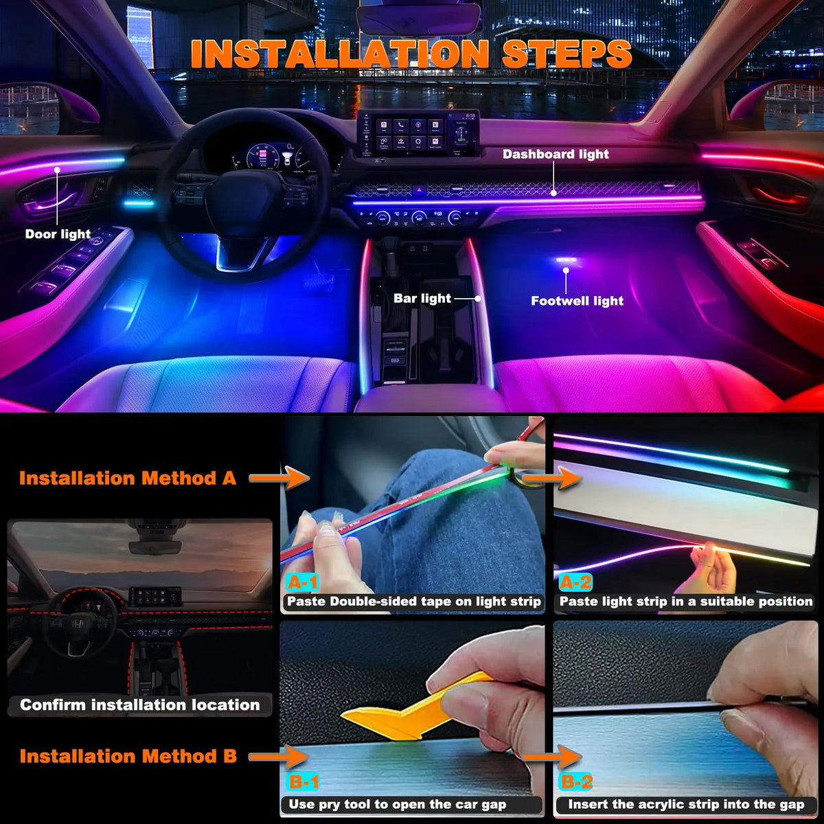 For Tesla Model 3 Y S Symphony Ambient Interior RGB Streamer
