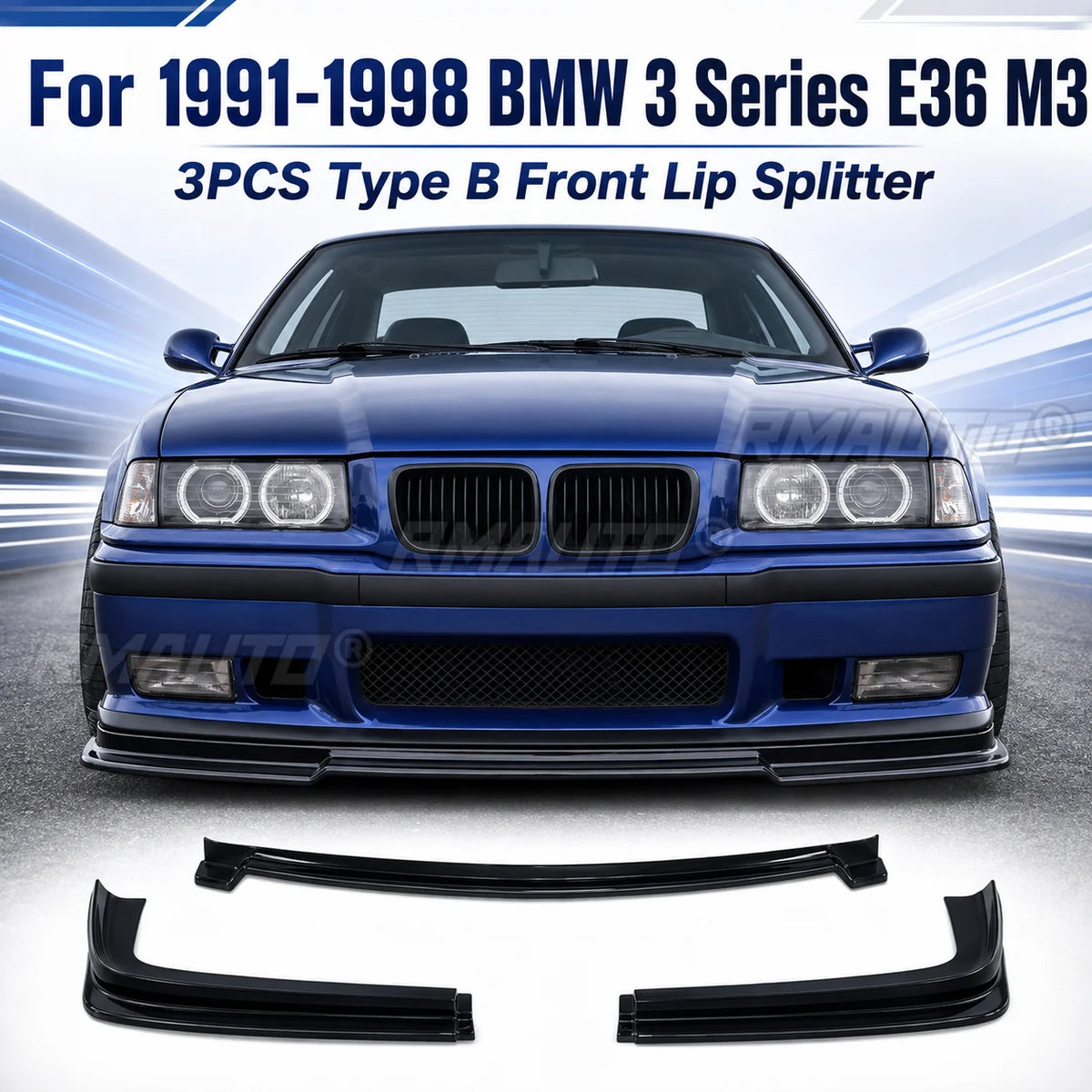 For BMW 3 Series E36 M3 Front Bumper Lip Type B Splitter 3PCS