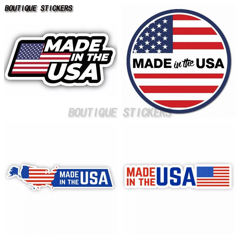 Made In Usa America Flag Badge Vinyl Sticker Decal