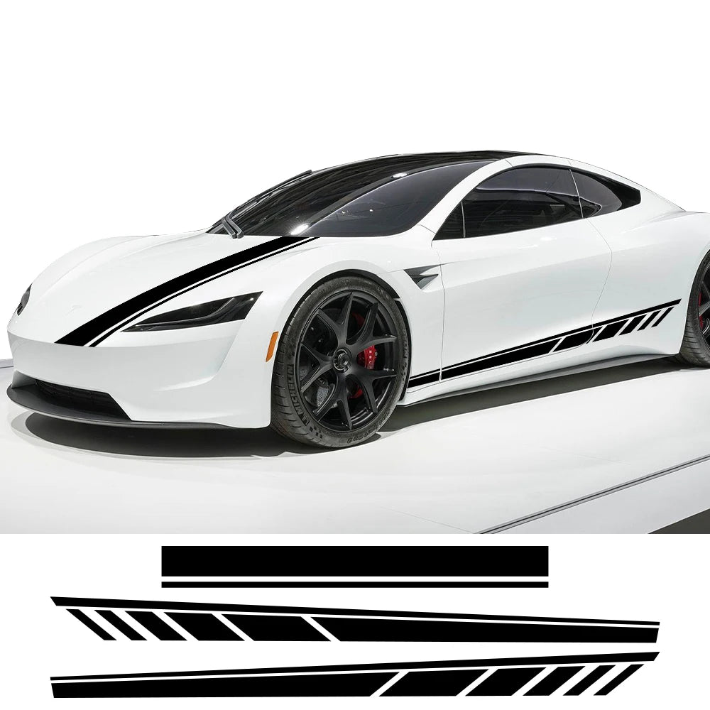 For Tesla Model 3 Y X 3PCS Hood Body Vinyl Stickers Racing Set