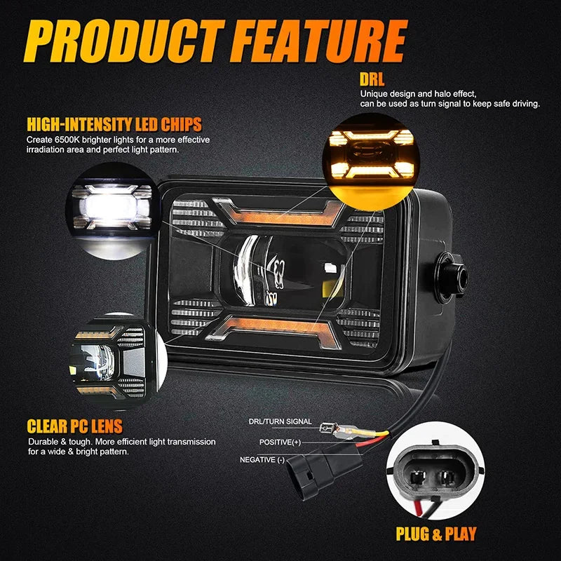 For Ford F150 2015-2020 Daytime Running 1pair 4.5 Inch Front Fog