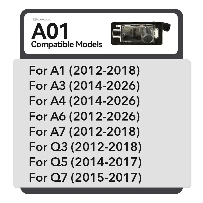 For Audi A1 A3 A4 A5 Piece License Plate Projection A6 A7 Q2 Q3