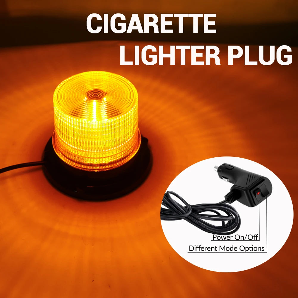 For Vehicle Warning Flash Beacon Amber Safety Strobe Magnetic