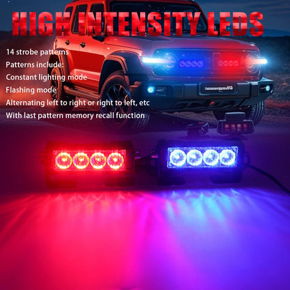 For Vehicles ATV 2PCS Grill Strobe 12V Stroboscopes Amber White