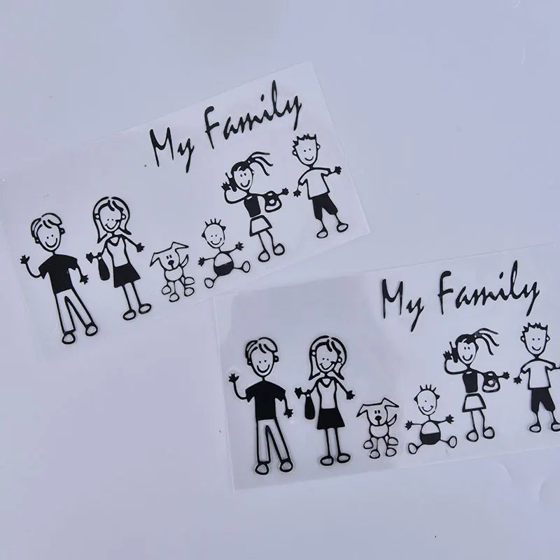 Family Decal Window Sticker Stick Figure Kid Baby Cat