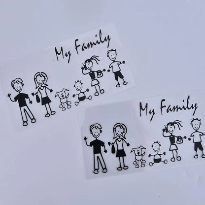Family Decal Window Sticker Stick Figure Kid Baby Cat