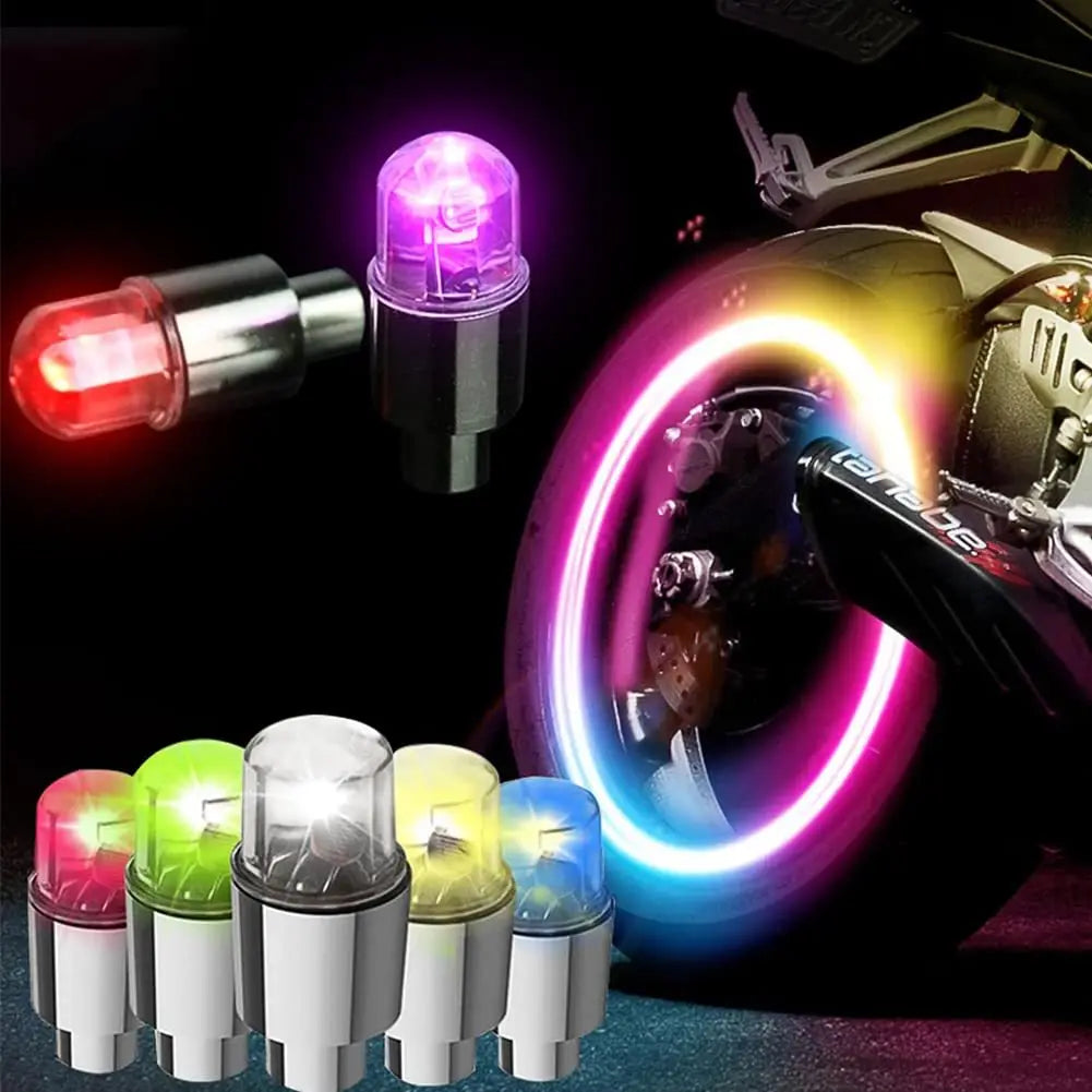 4PCS Hub Ambient Bicycle Tire Neon Valve Cover Colorful