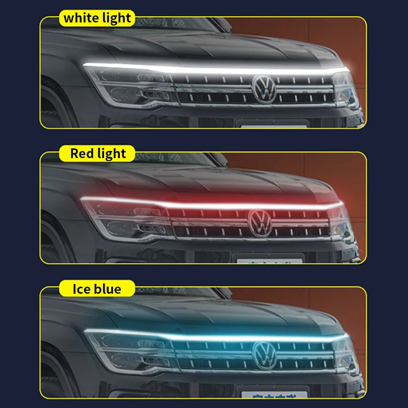 Dynamic Scanning Hood Through Type Daytime Running Guide Strip