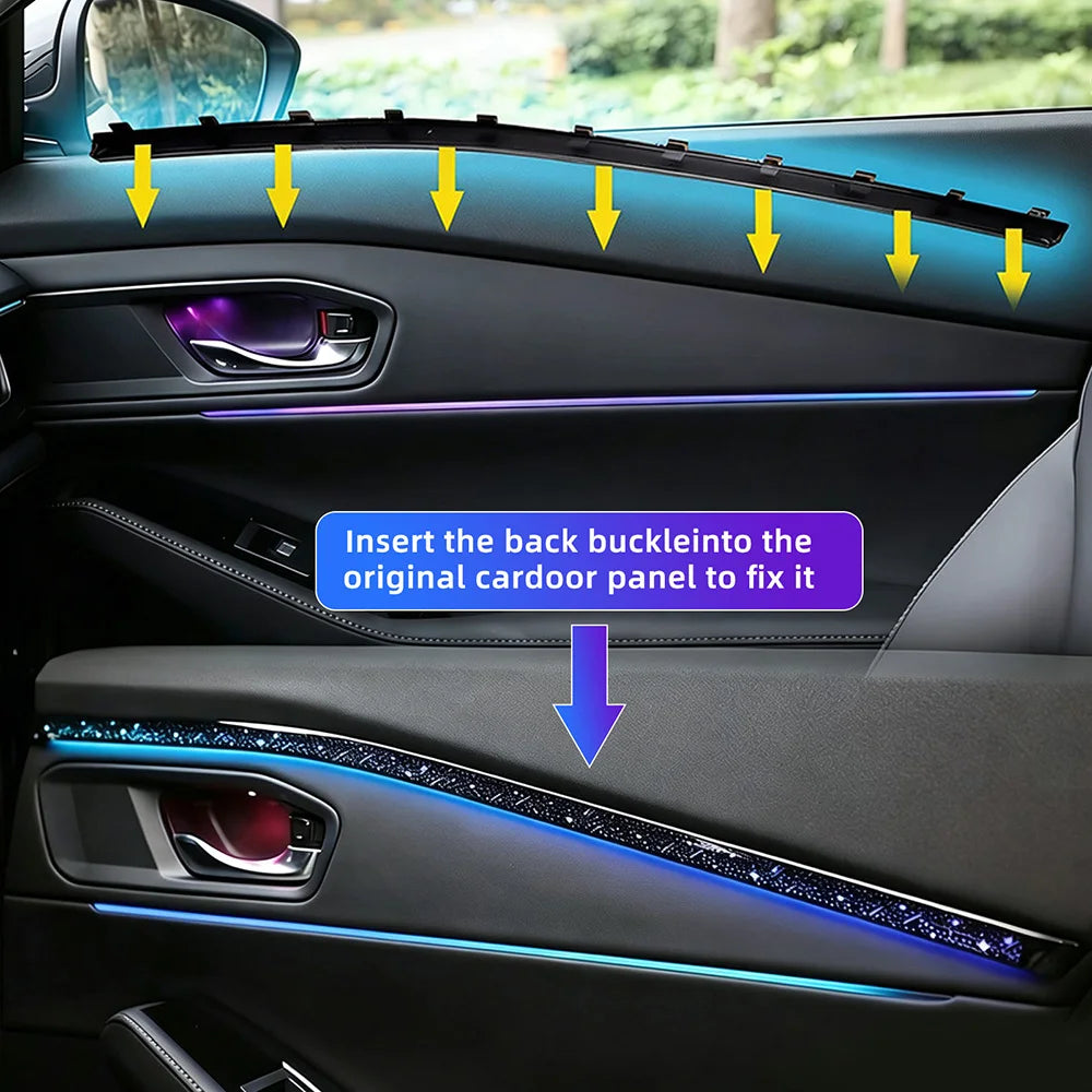 LED Car Starry Sky Waterfall Acrylic Ambient Light RGB Color Changing USB Cigarette Lighter Universal Interior For Most 
