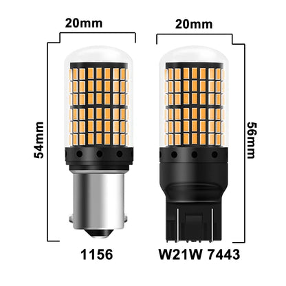 2000LM 1156 ba15s bau15d 7443 W21W Bulb 12V 144SMD