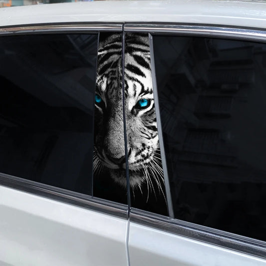 2PCS Tiger Sticker Animal B Pillar Waterproof Decal Covering