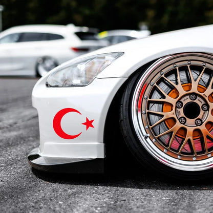 Turkish Flag Moon Stars Sticker Scratch Resistant Vinyl Decals