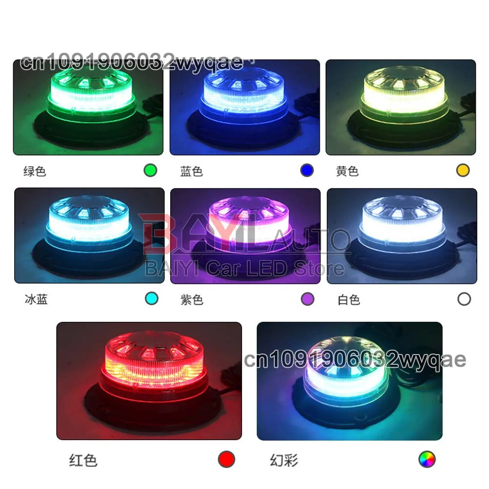 9v-30v RGB Color Signal Warning Strobe Magnet Roof Flashing