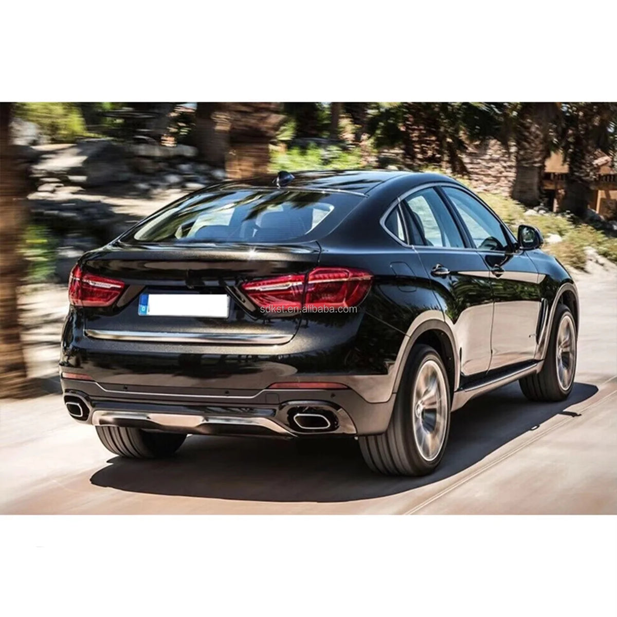 For BMW X6 F16 26style Rear Diffuser Silver Tail Pipe Bumper Kits