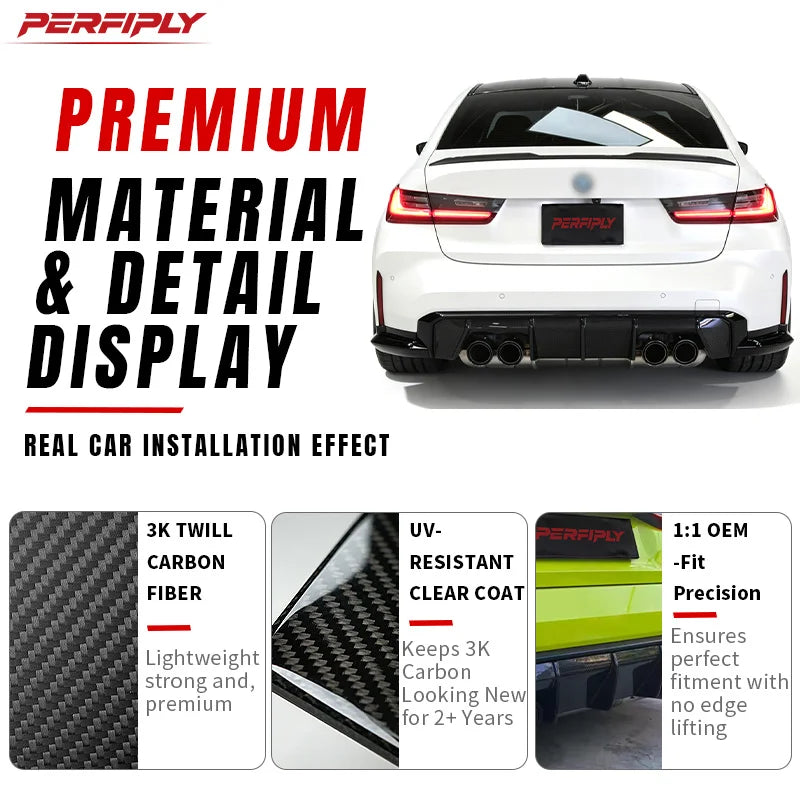 For BMW M3 M4 G80 G82 Real Dry Carbon Fiber Bumper Diffuser Rear