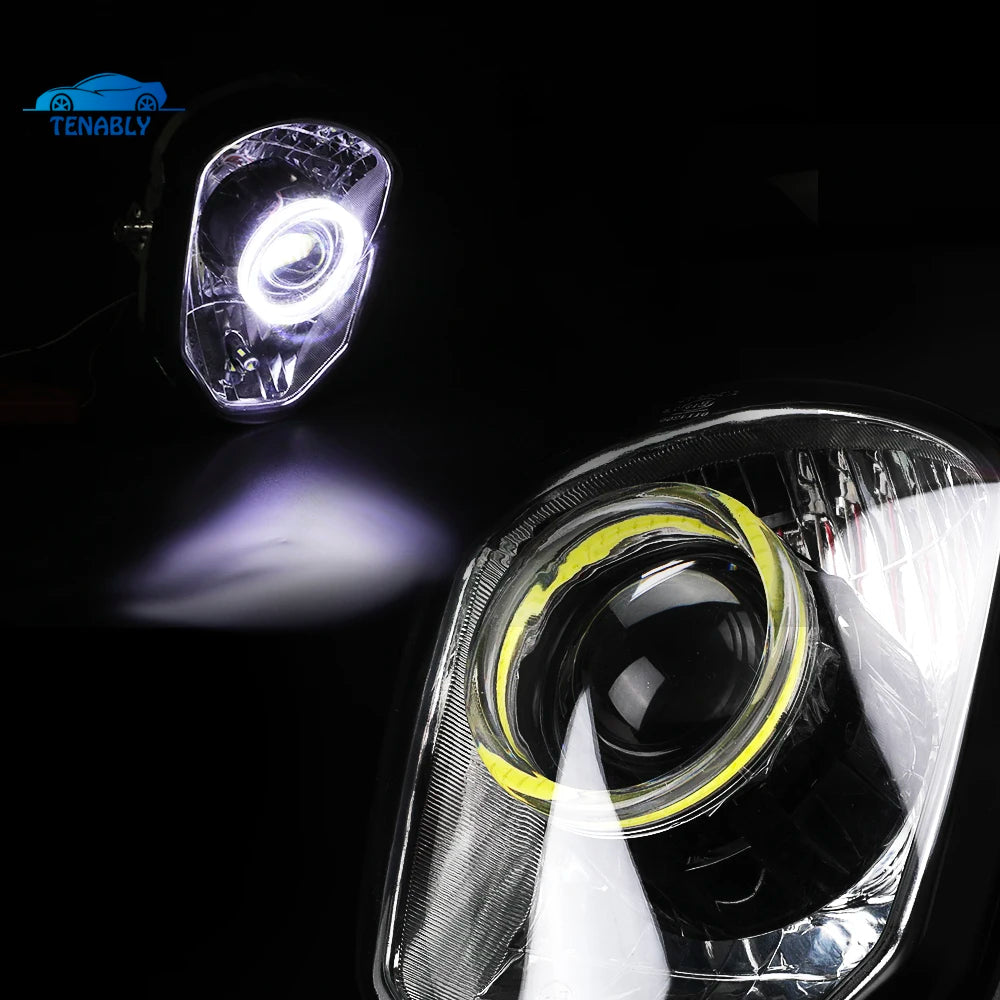 2PCS Cob Angel Eye White Motorcycle Headlight Circle Ring