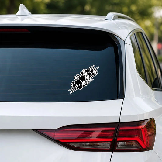 Hexagon Honeycomb Vinyl Decals 2PCS 5.5in Geometric Black Racing
