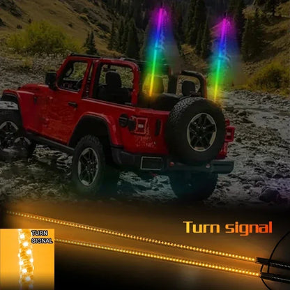 For Utv ATV Off Road 2PCS Whip APP Control Flagpole Antenna