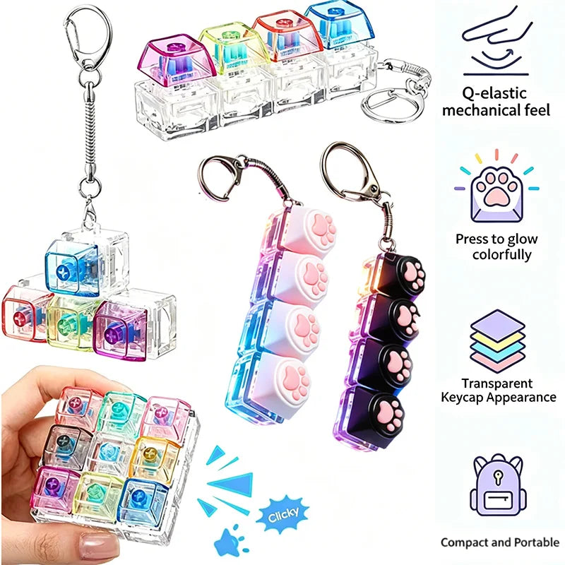 For Stress Relief Keyboard Keychain Fidget Keyboard Keychain
